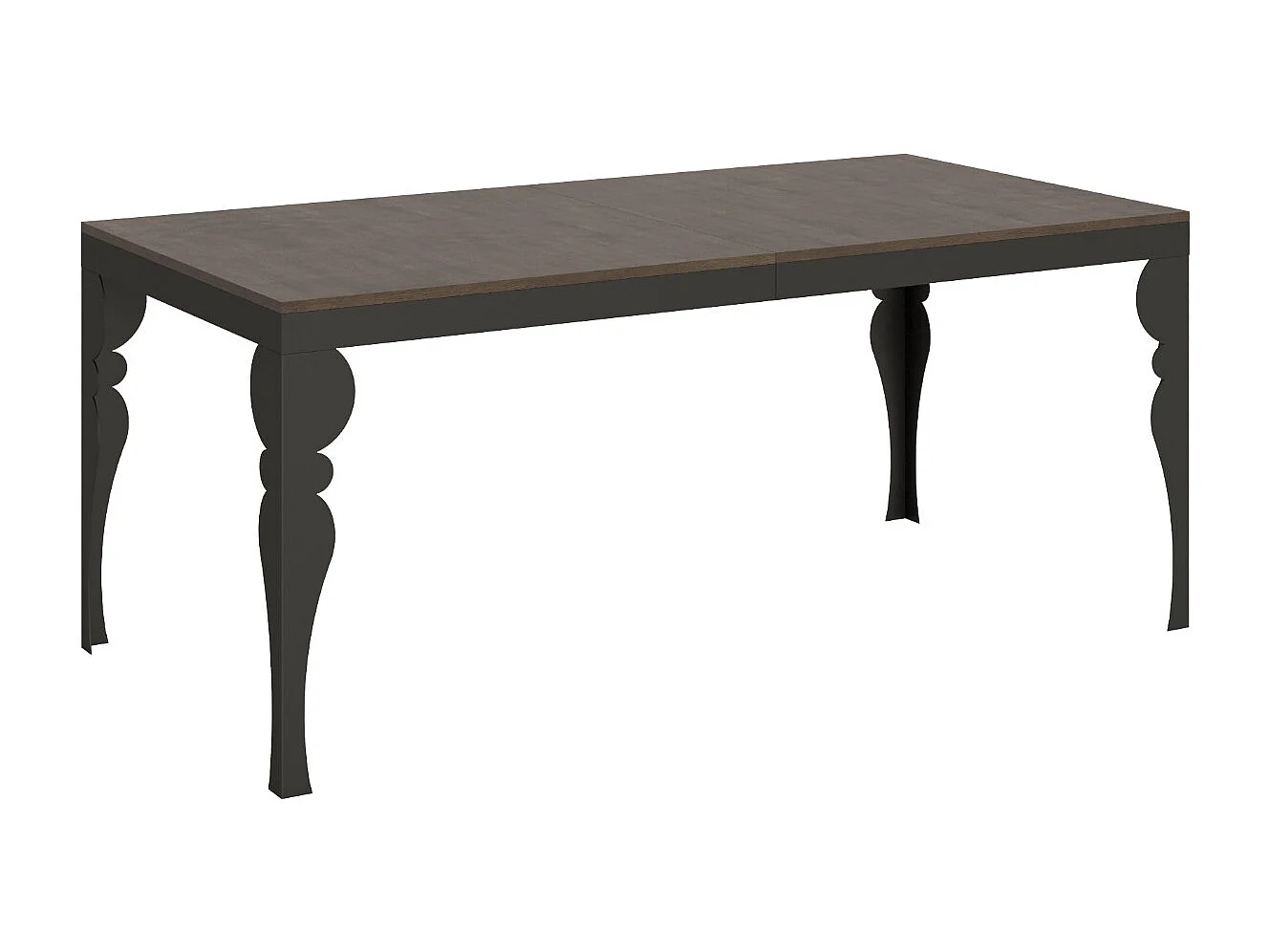 Table extensible avec pieds acier anthracite style orientale Torza evolution-Couleur Marron-Support 4 pieds-Largeur extensible 160 à 264cm