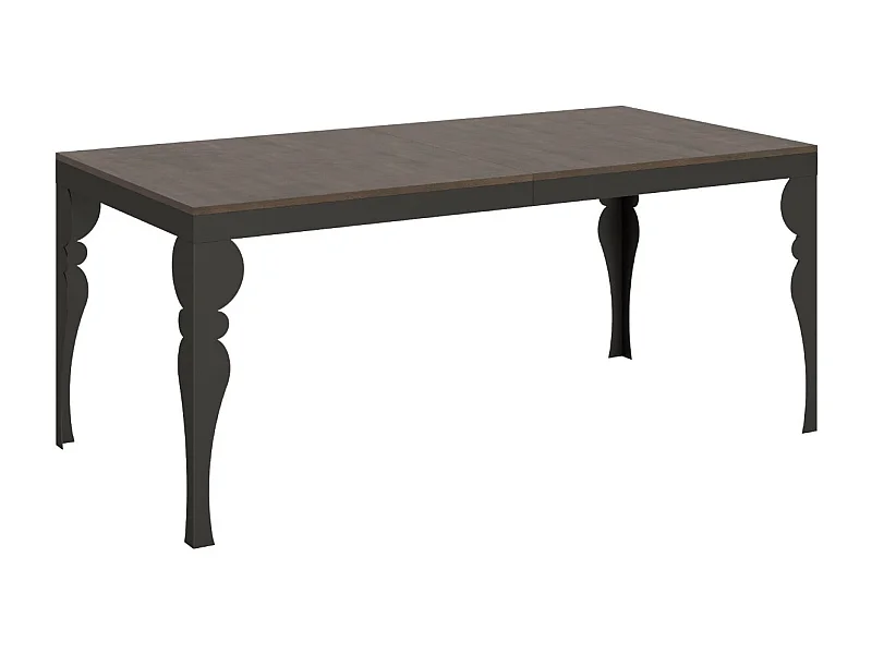 Table extensible avec pieds acier anthracite style orientale Torza evolution-Couleur Marron-Support 4 pieds-Largeur extensible 160 à 264cm