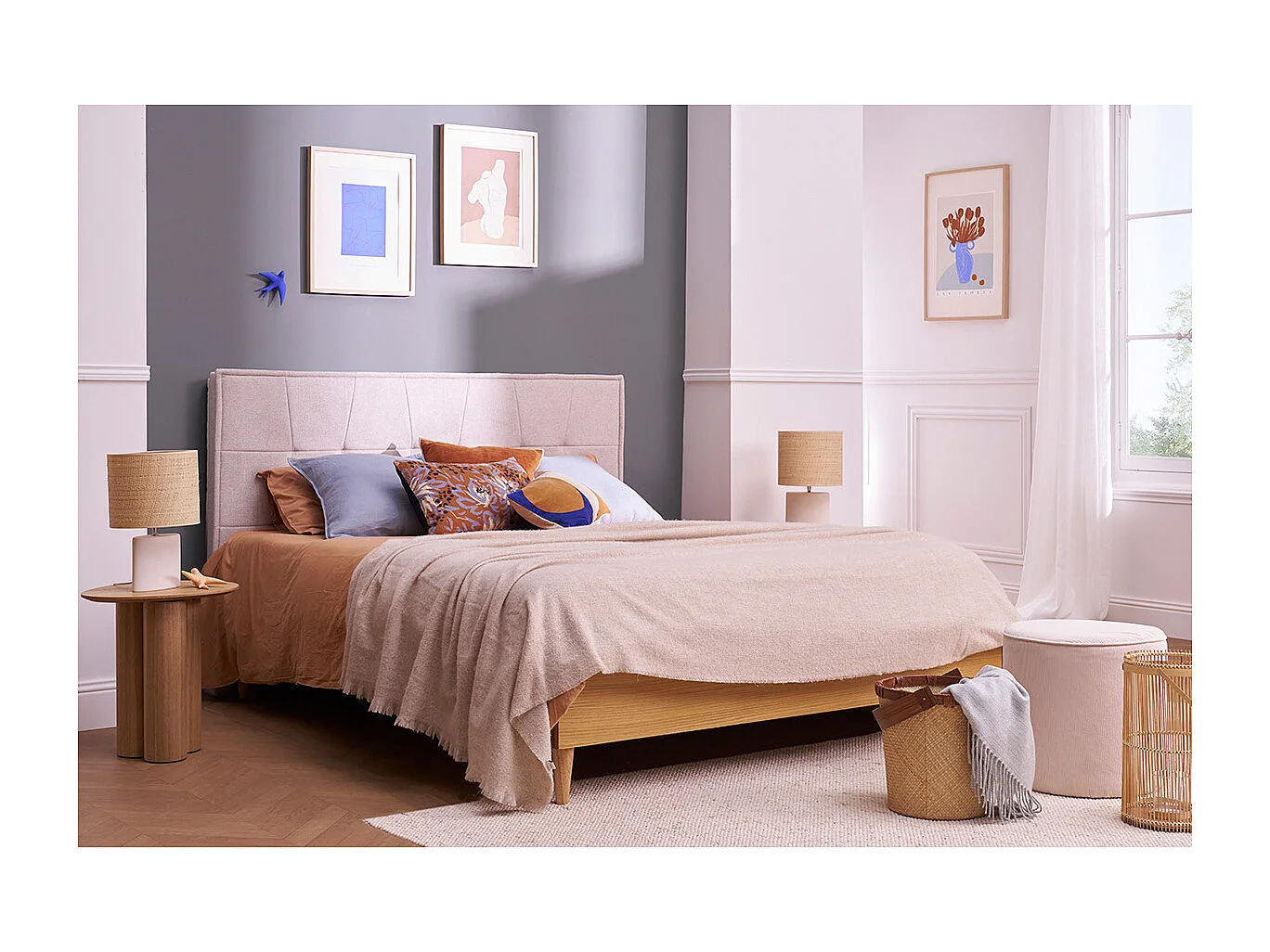 Cabecero tapizado en tela topo L170 cm SUKA