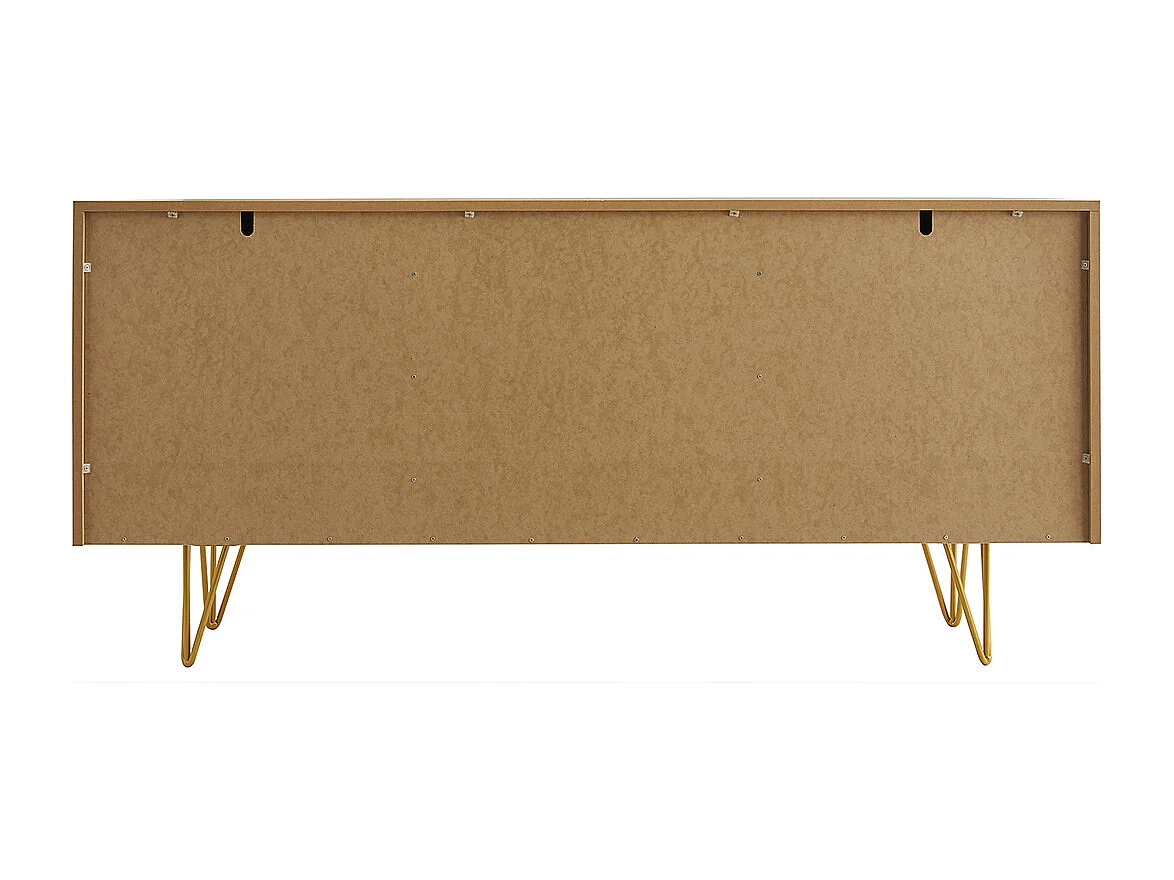 Design-Sideboard aus hellem Eichenholz-Finish und goldfarbenem Metall mit 3 Türen B160 cm OZEN