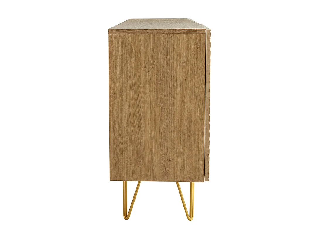 Design-Sideboard aus hellem Eichenholz-Finish und goldfarbenem Metall mit 3 Türen B160 cm OZEN