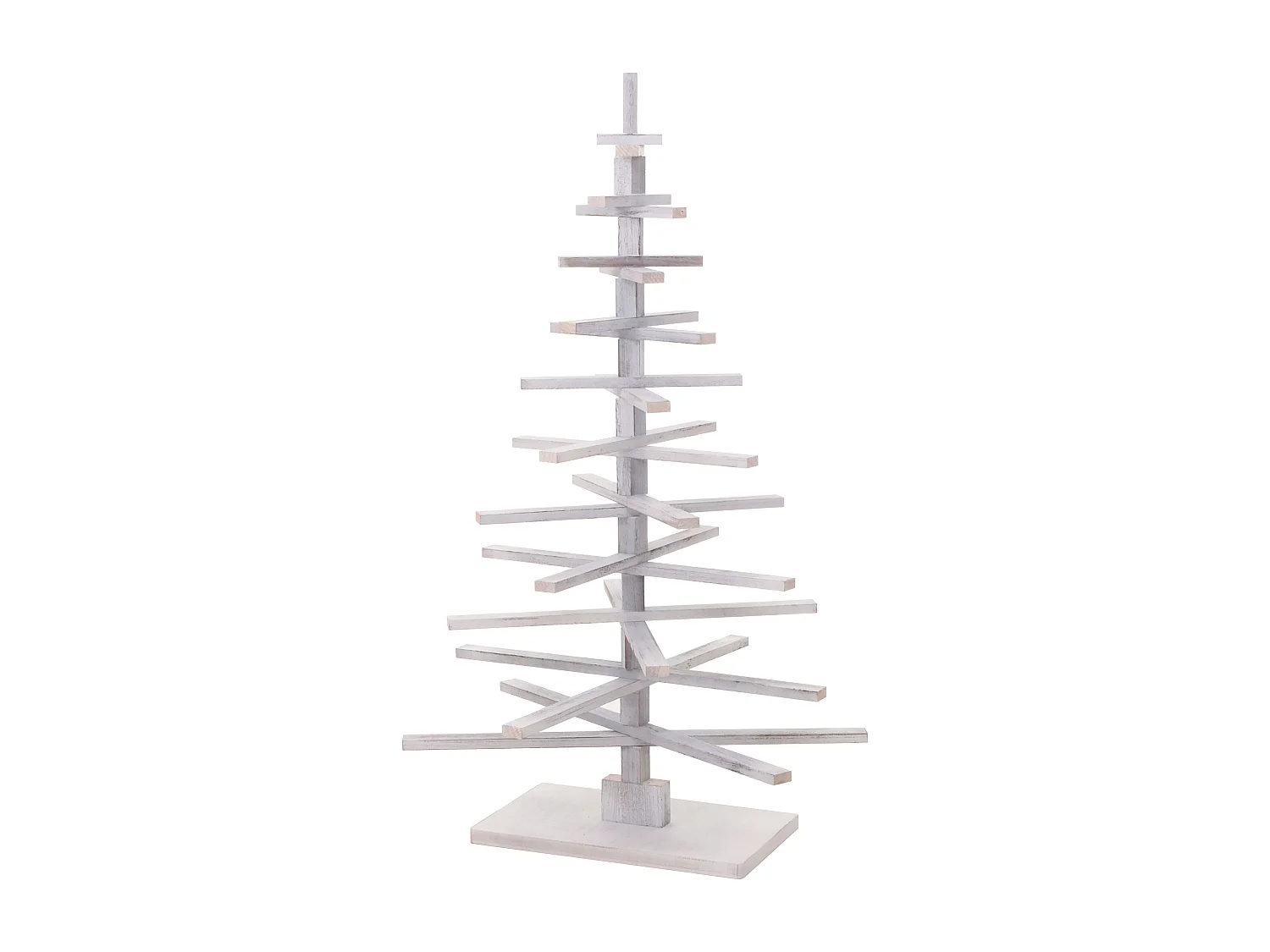 Albero di natale moderno MCW-H77 decorazione natalizio 3D stile Shabby legno 130x82x82cm ~ bianco