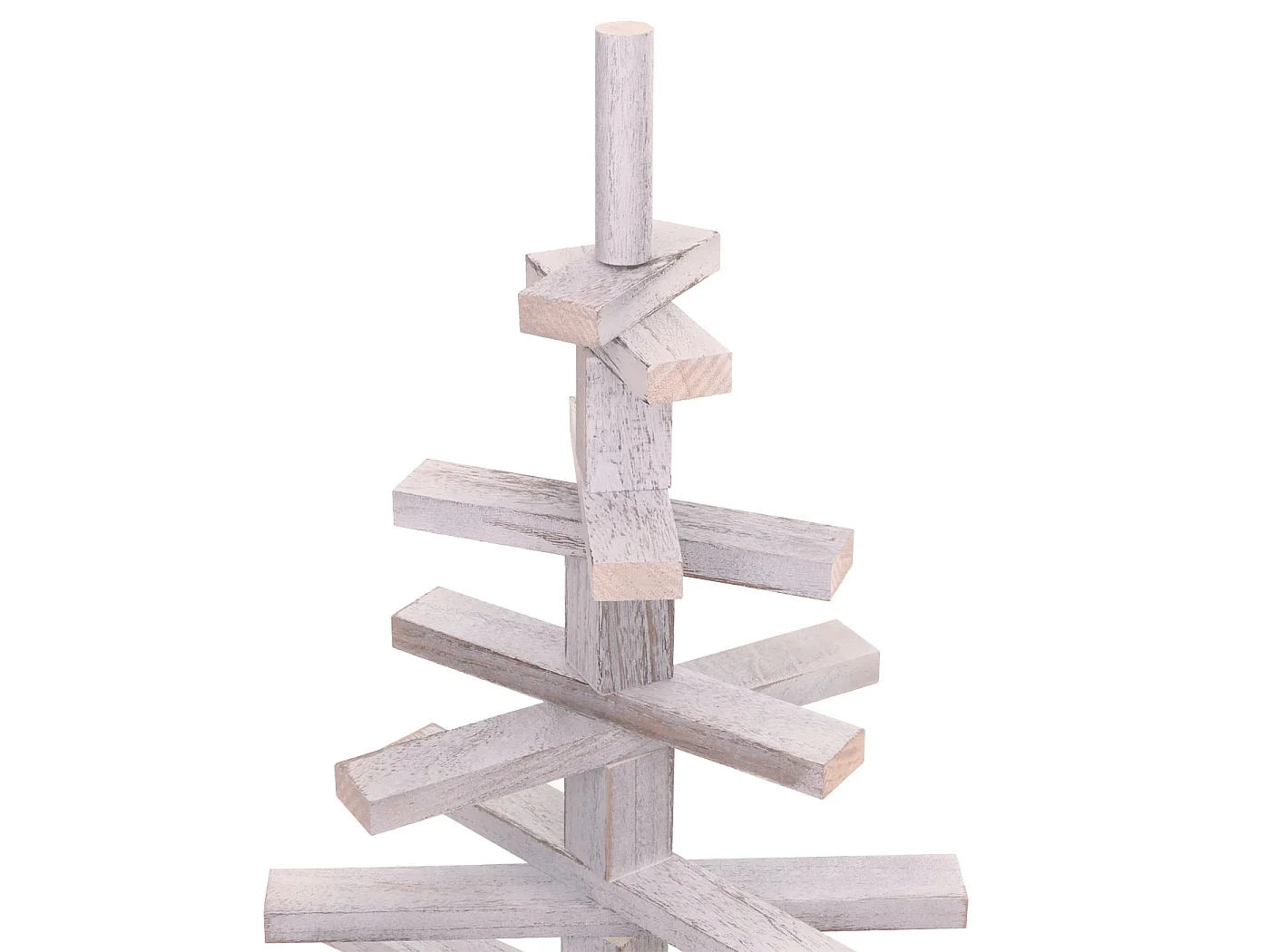 Albero di natale moderno MCW-H77 decorazione natalizio 3D stile Shabby legno 130x82x82cm ~ bianco