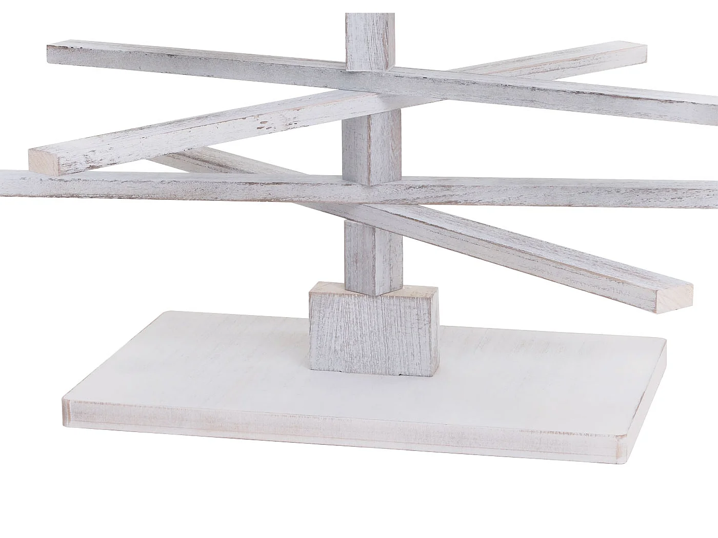 Albero di natale moderno MCW-H77 decorazione natalizio 3D stile Shabby legno 130x82x82cm ~ bianco