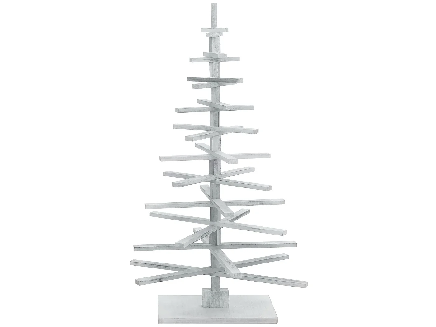 Albero di natale moderno MCW-H77 decorazione natalizio 3D stile Shabby legno 130x82x82cm ~ bianco
