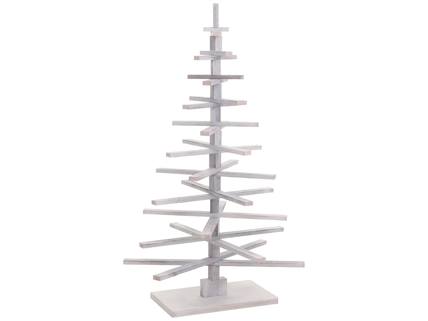 Albero di natale moderno MCW-H77 decorazione natalizio 3D stile Shabby legno 130x82x82cm ~ bianco