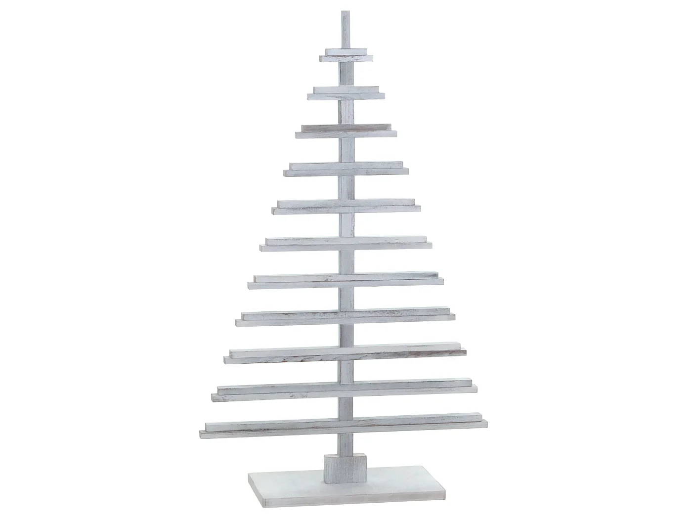 Albero di natale moderno MCW-H77 decorazione natalizio 3D stile Shabby legno 130x82x82cm ~ bianco