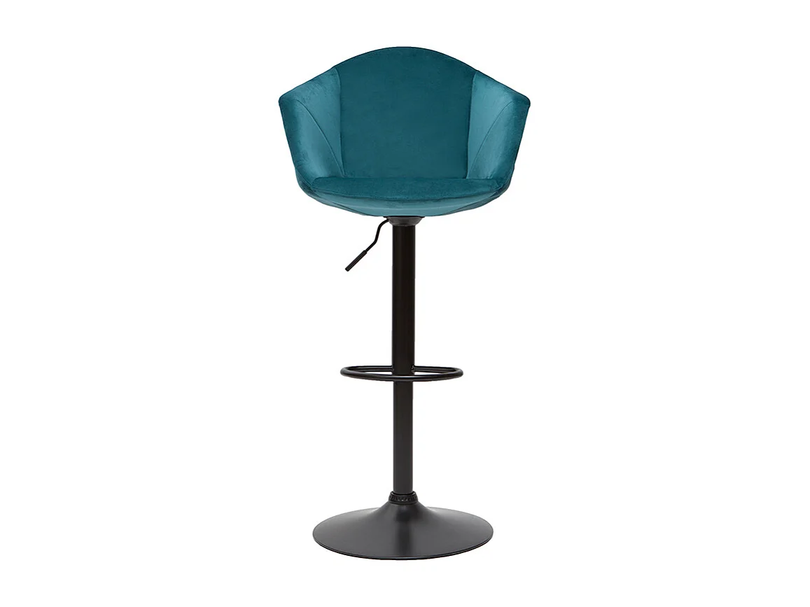 Tabourets de bar réglables pivotants 360° en velours bleu pétrole et métal  (lot de 2) TAYA