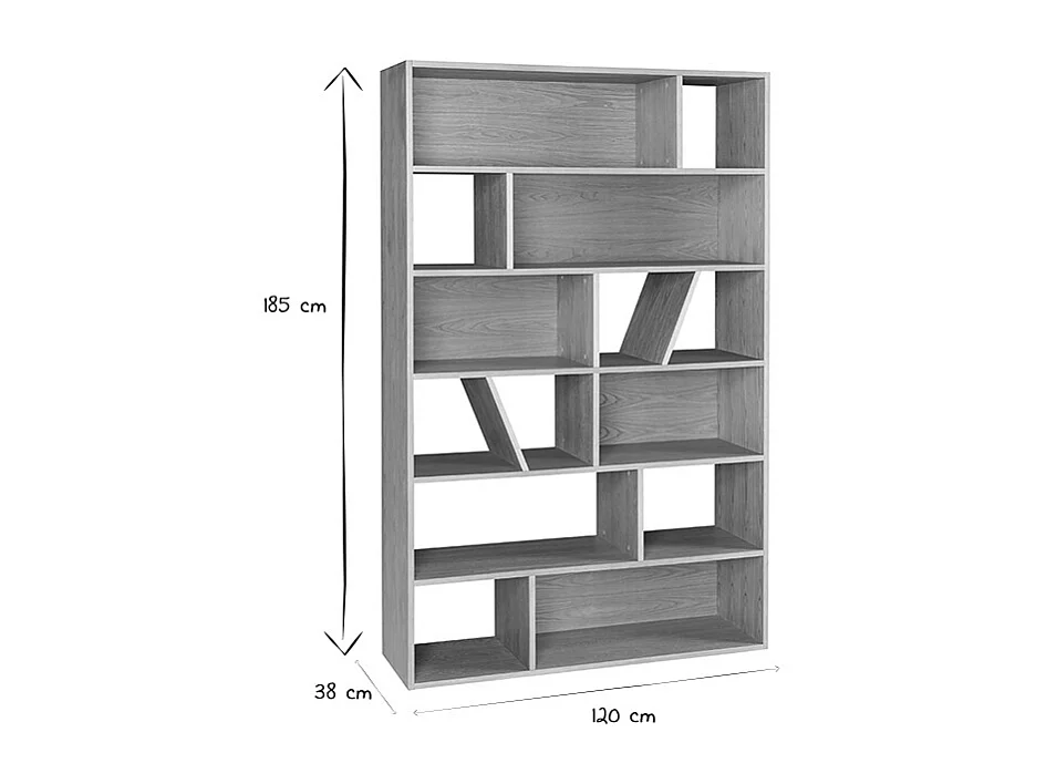 Bibliothèque design en bois clair L120 cm AZTEQUE