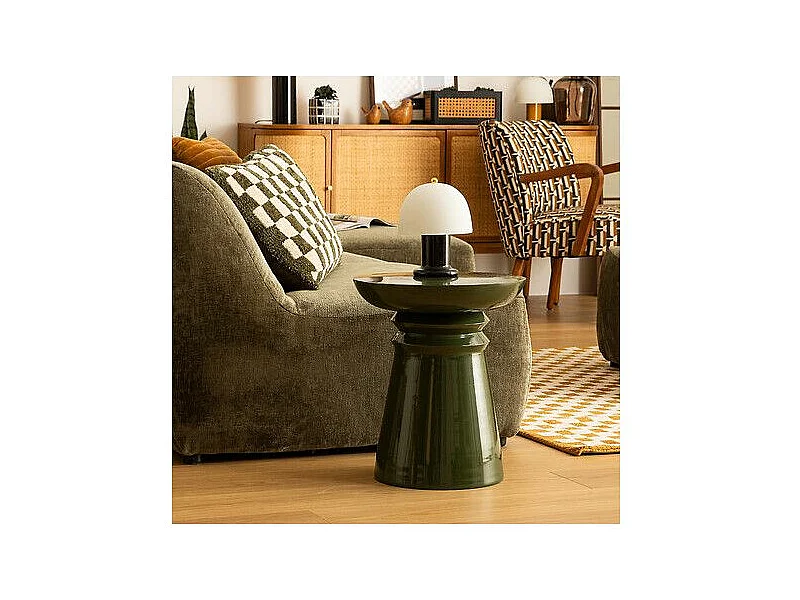 Table à café Table d'appoint Totem en métal Vert D 38 cm