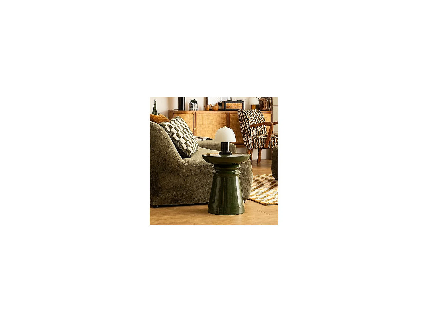 Table à café Table d'appoint Totem en métal Vert D 38 cm