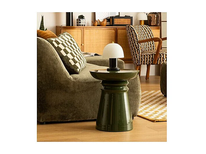 Table à café Table d'appoint Totem en métal Vert D 38 cm