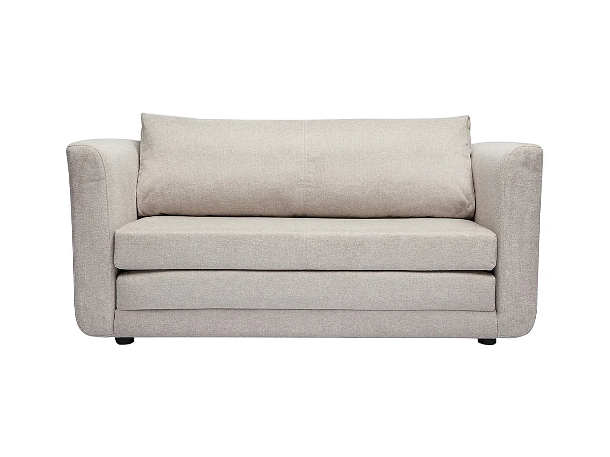 Canapé convertible 2 places en tissu effet velours texturé beige LEON