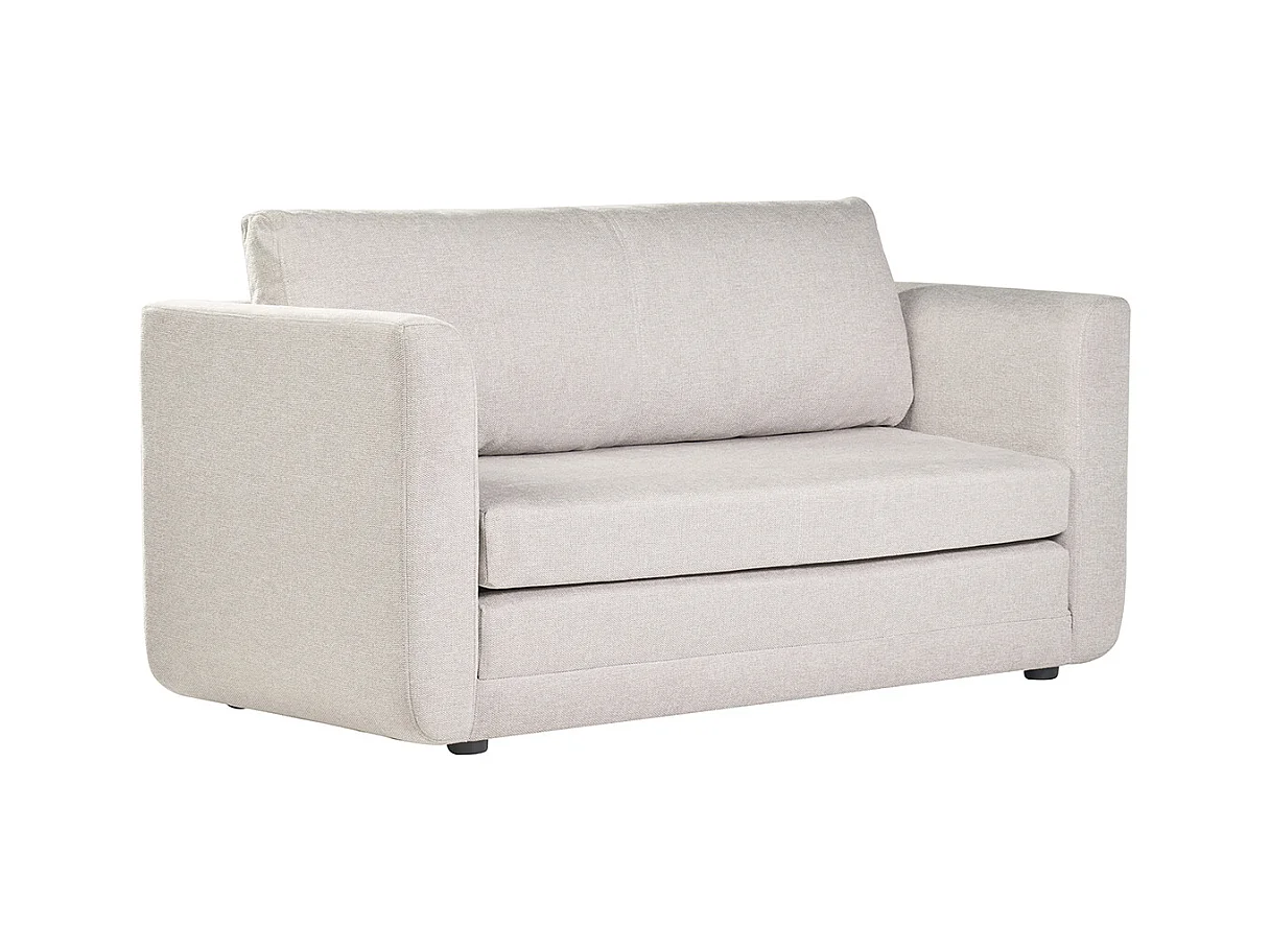 Sofá cama de 2 plazas de tela efecto terciopelo texturizado beige LEON