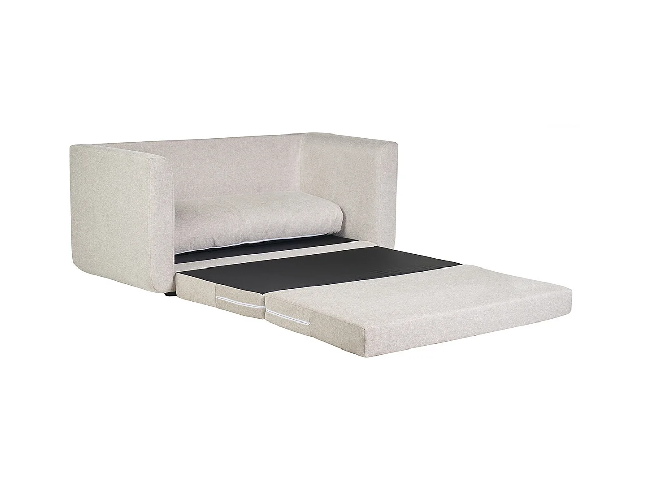 Sofá cama de 2 plazas de tela efecto terciopelo texturizado beige LEON