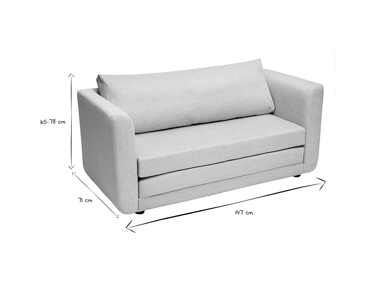 Sofá cama de 2 plazas de tela efecto terciopelo texturizado beige LEON