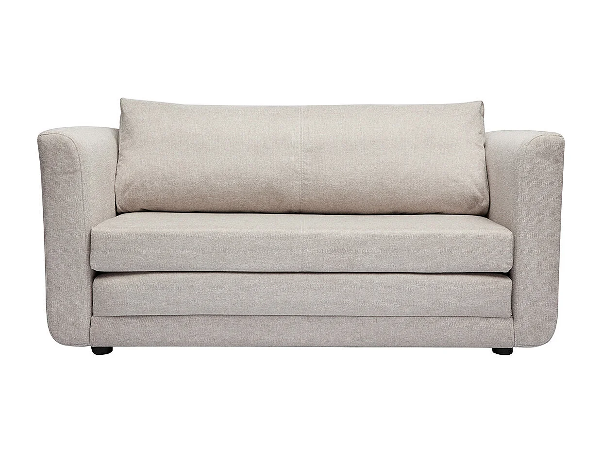 Canapé convertible 2 places en tissu effet velours texturé beige LEON