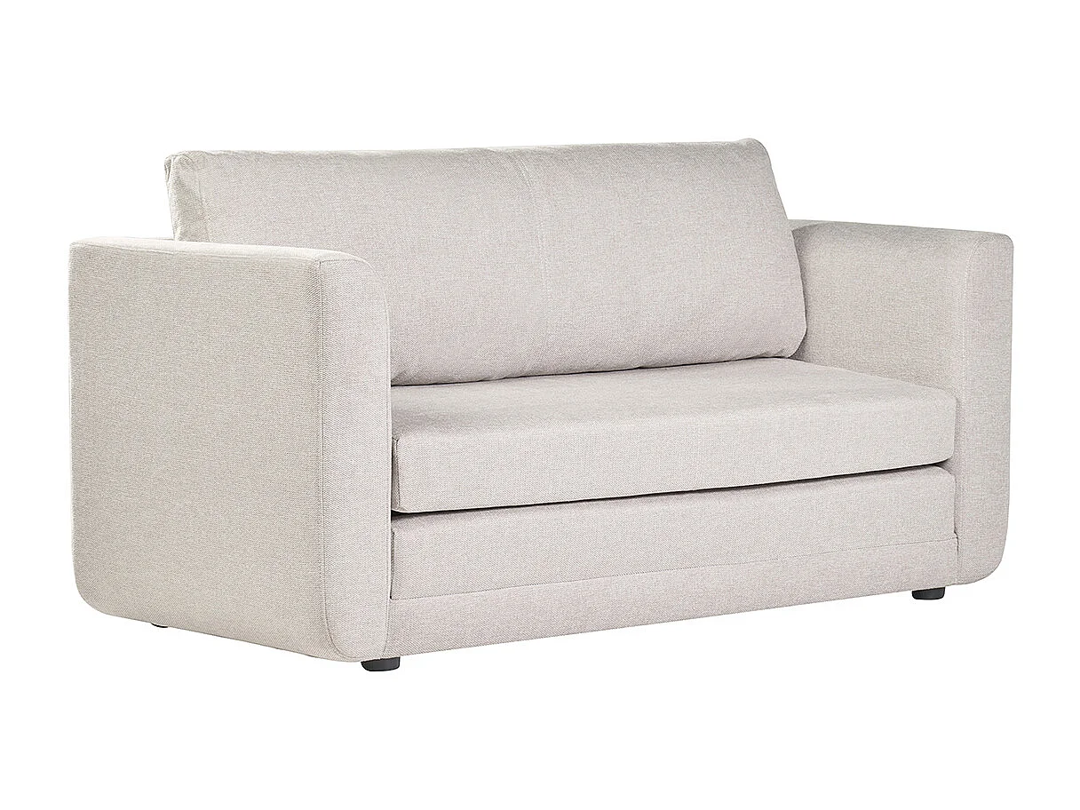 Canapé convertible 2 places en tissu effet velours texturé beige LEON