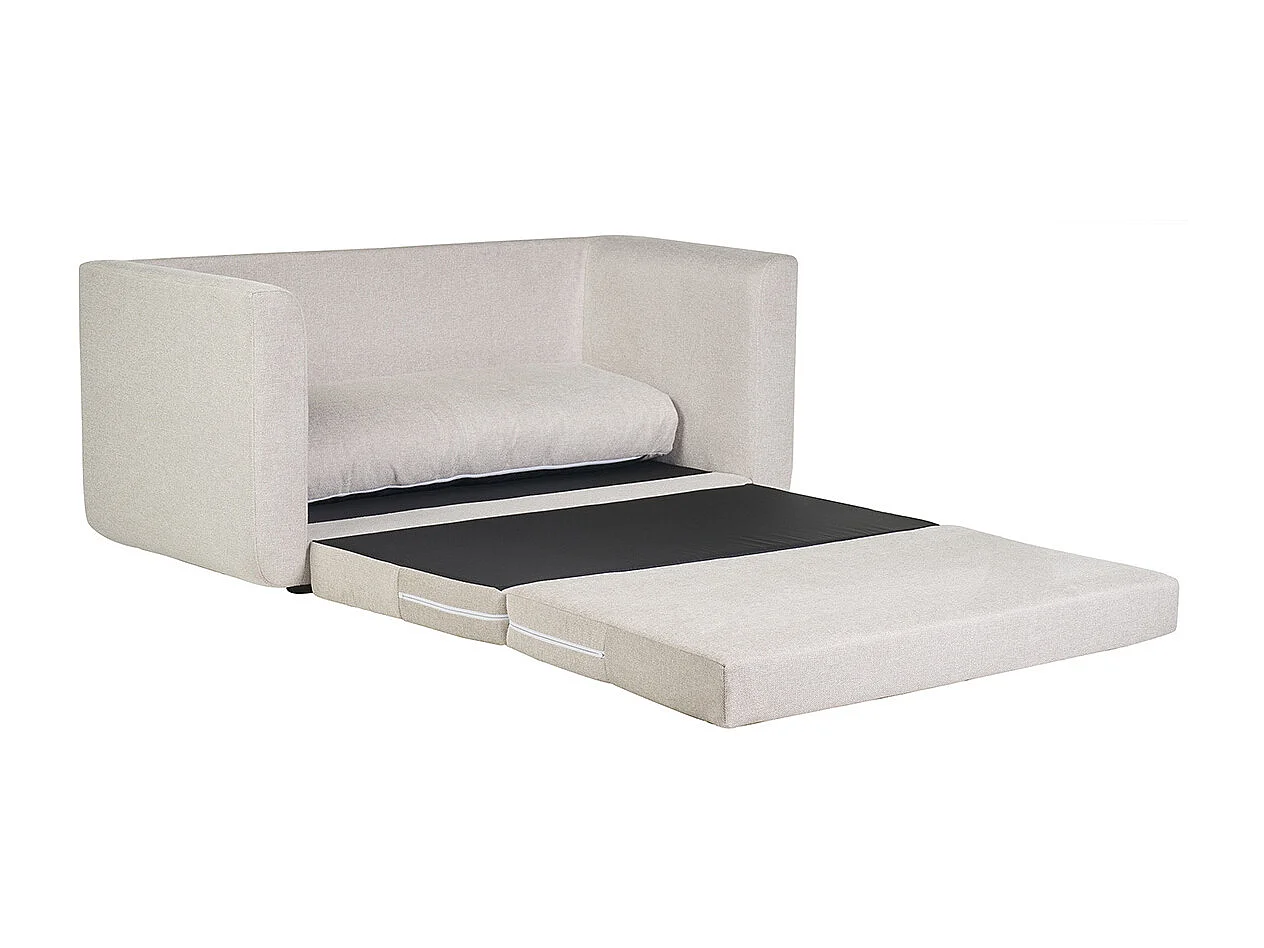 Canapé convertible 2 places en tissu effet velours texturé beige LEON