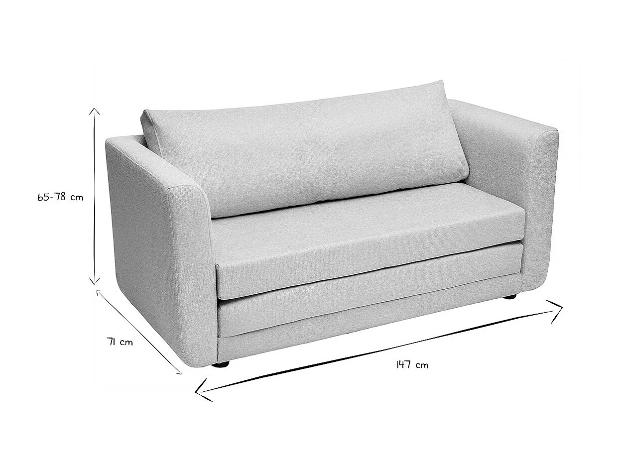 Canapé convertible 2 places en tissu effet velours texturé beige LEON