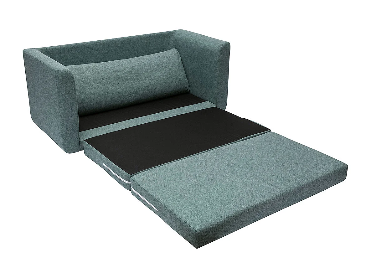 Schlafsofa 2-Sitzer aus graugrünem Stoff LEON