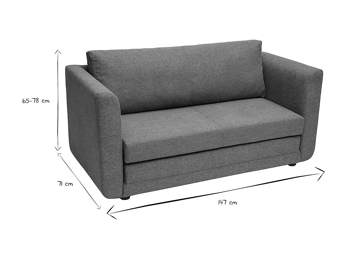 Schlafsofa 2-Sitzer aus graugrünem Stoff LEON