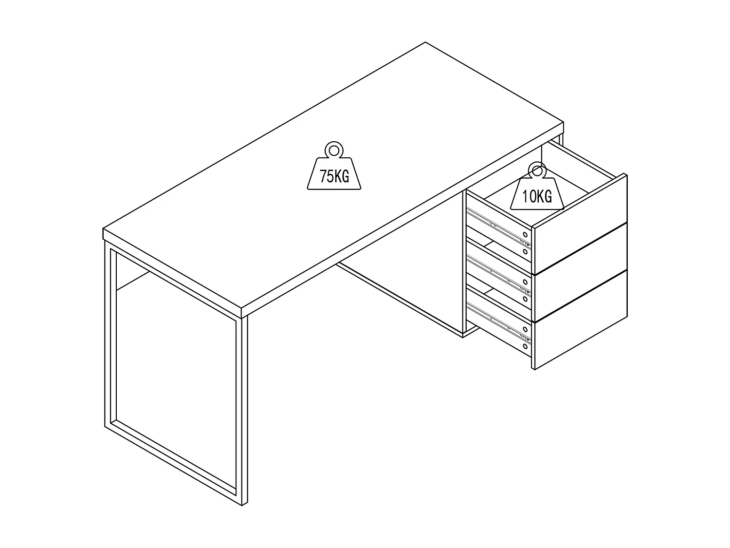 Schreibtisch mit 3 Schubladen - MDF lackiert & Metall - Weiß & Goldfarben - TIMFIA von Pascal Morabito