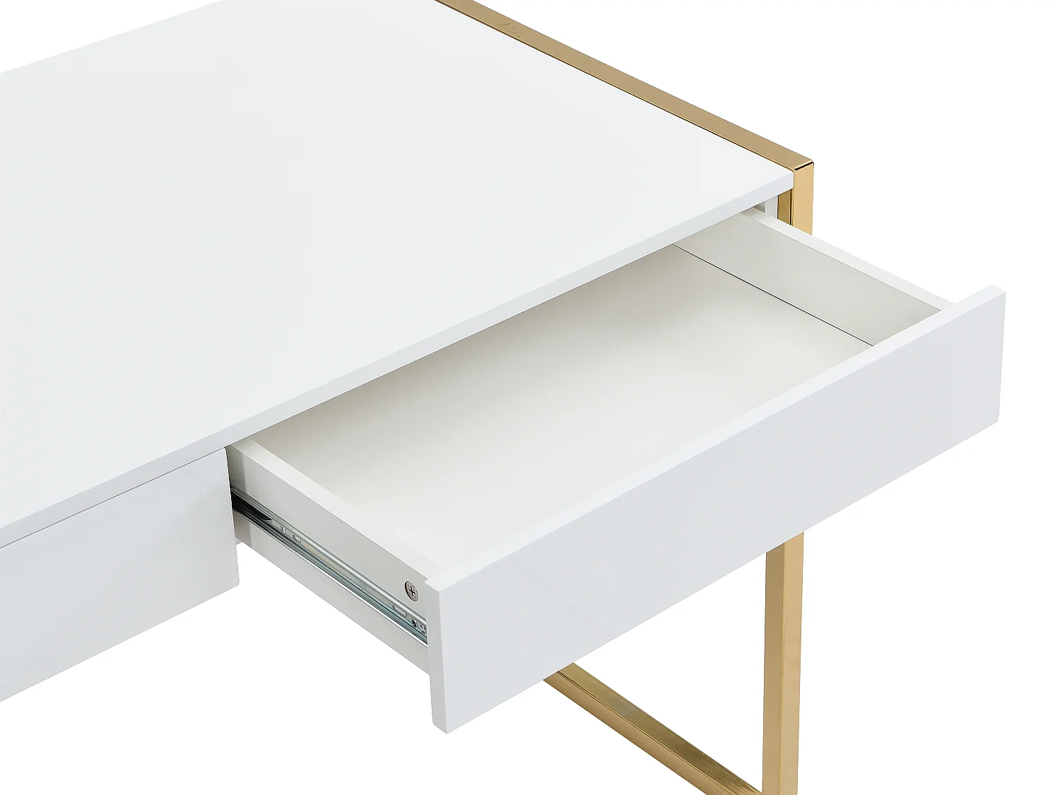 Skrivebord med 2 skuffer - lakeret MDF og metal - Hvid og guld - MASON II af Pascal Morabito