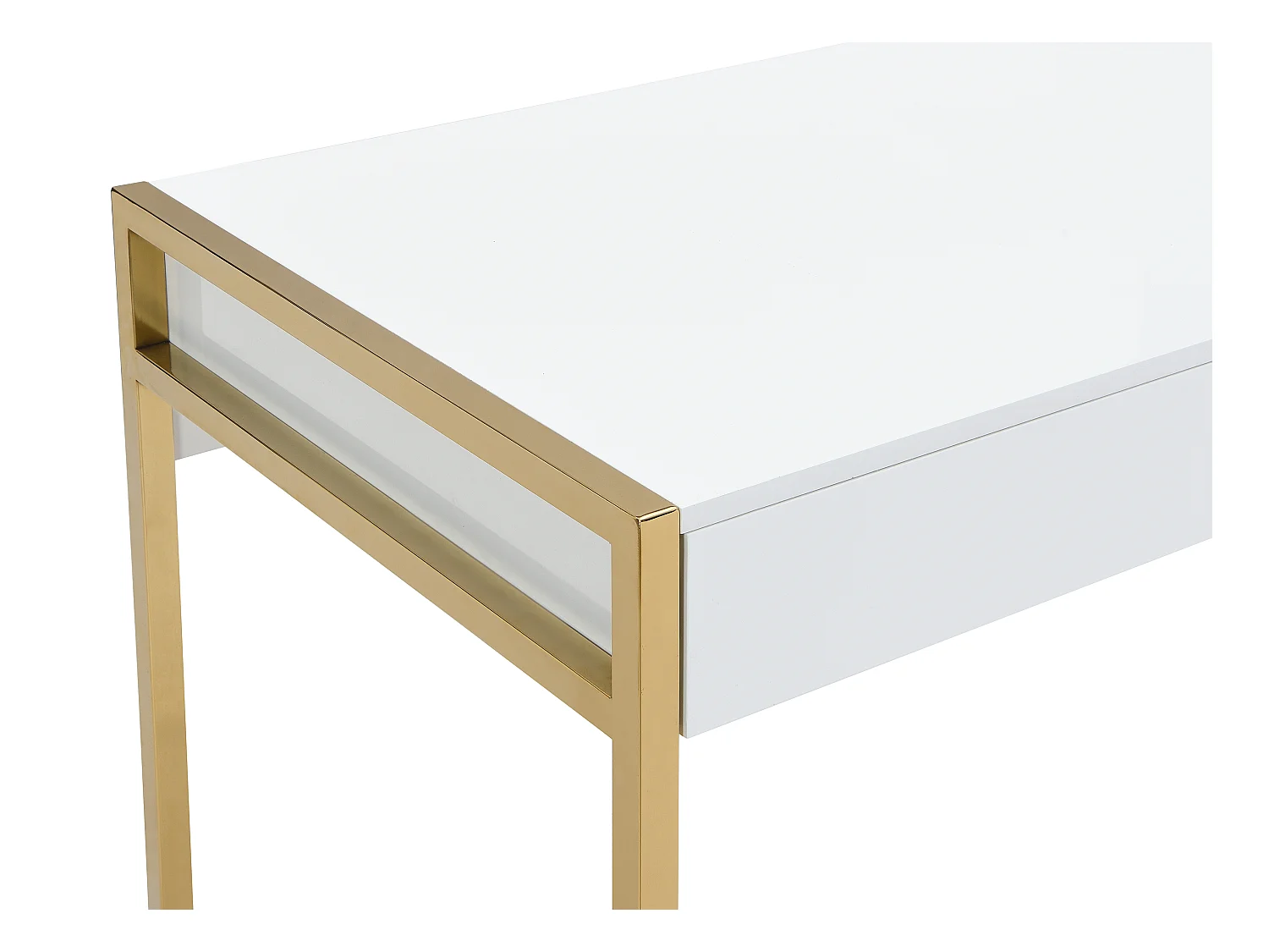 Skrivebord med 2 skuffer - lakeret MDF og metal - Hvid og guld - MASON II af Pascal Morabito