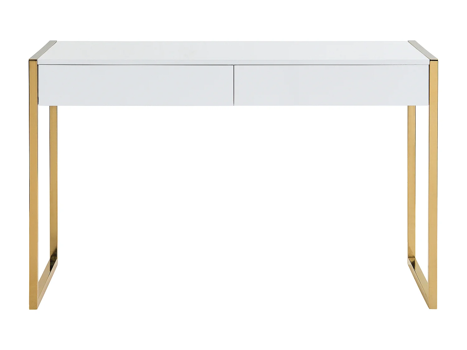 Bureau avec 2 tiroirs - MDF laqué et métal - Blanc et doré - MASON II de Pascal Morabito