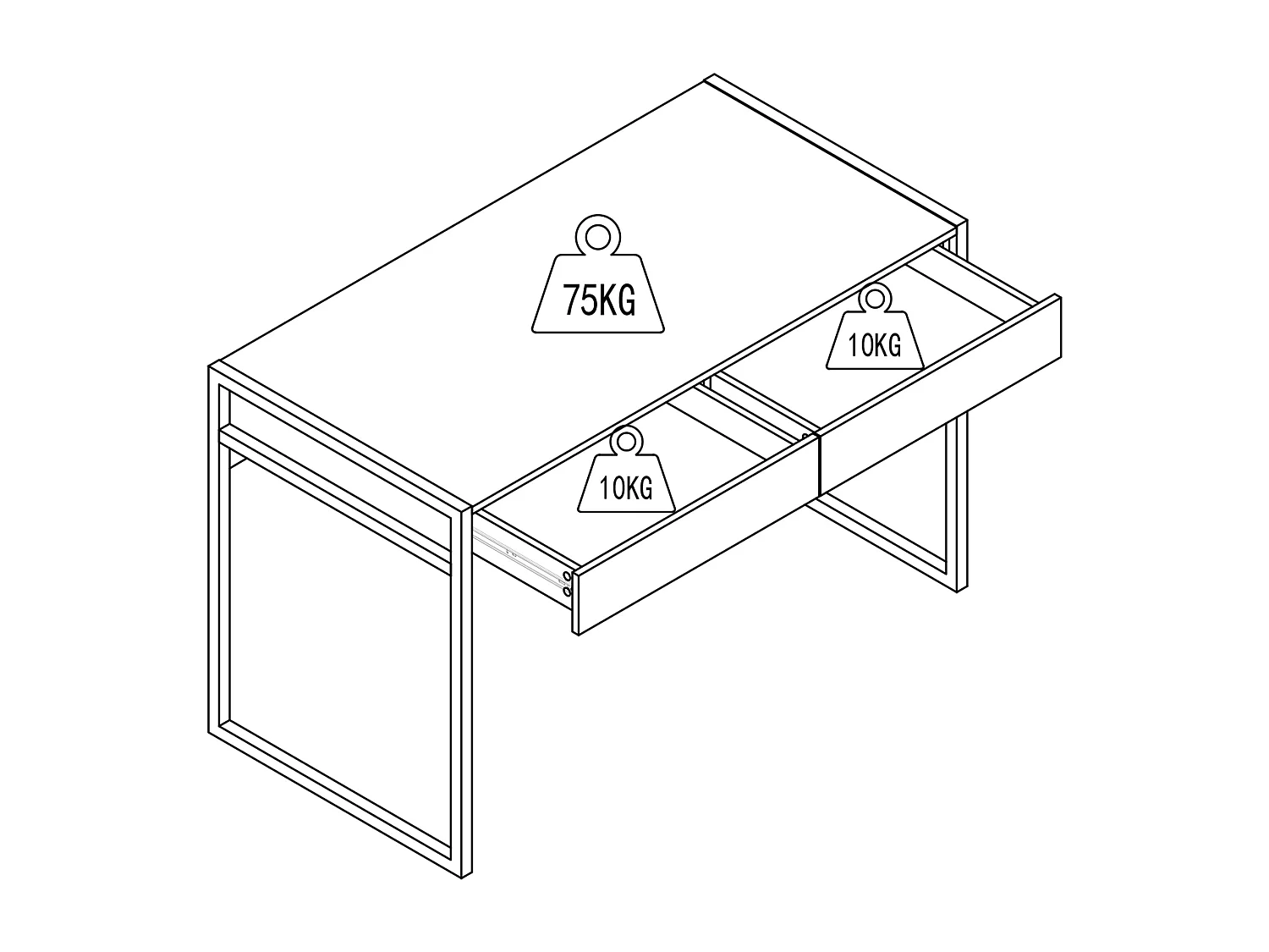 Bureau avec 2 tiroirs - MDF laqué et métal - Blanc et doré - MASON II de Pascal Morabito
