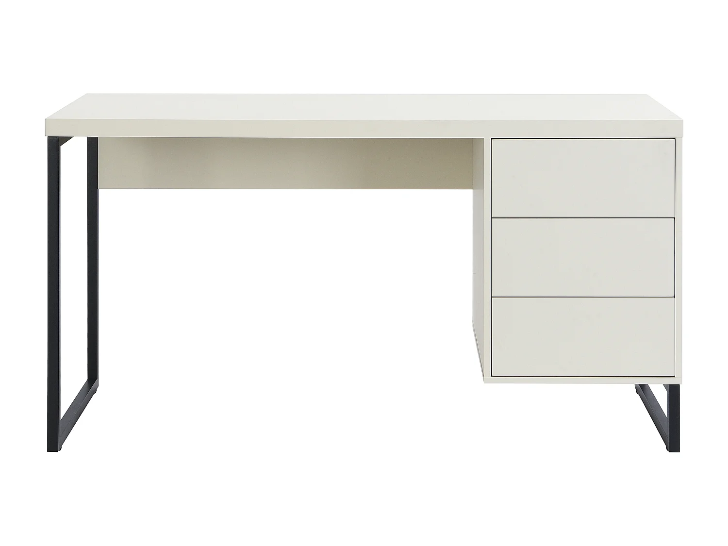 Schreibtisch mit 3 Schubladen - MDF & Metall - Beige & Schwarz - TIMFIA von Pascal Morabito