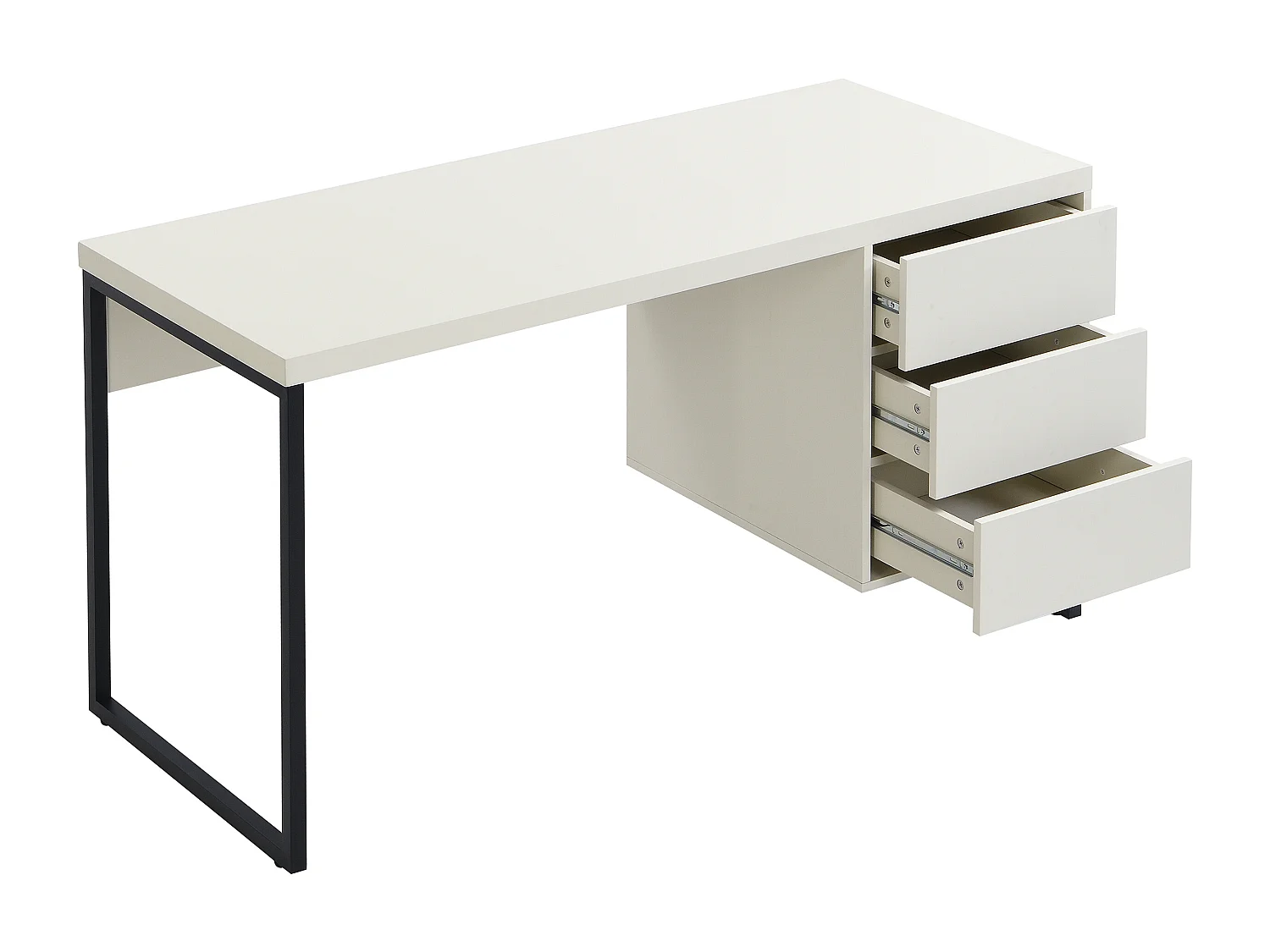 Schreibtisch mit 3 Schubladen - MDF & Metall - Beige & Schwarz - TIMFIA von Pascal Morabito