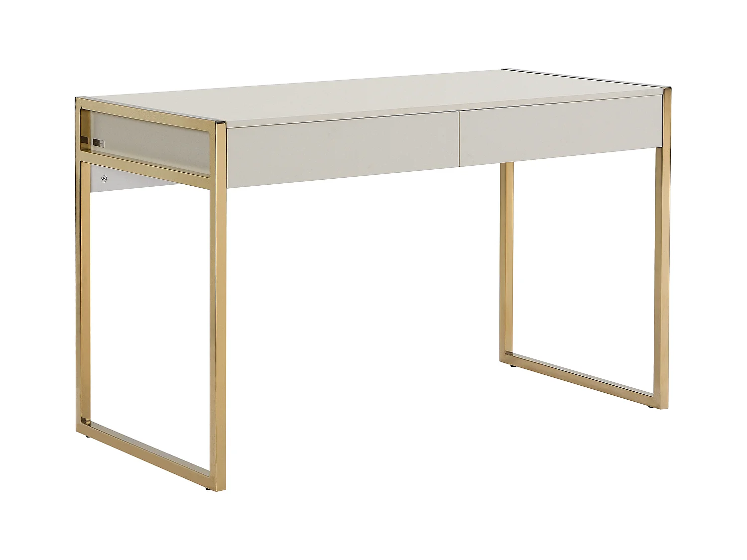 Skrivebord med 2 skuffer - MDF og metal - Beige og gyldent - MASON af Pascal Morabito