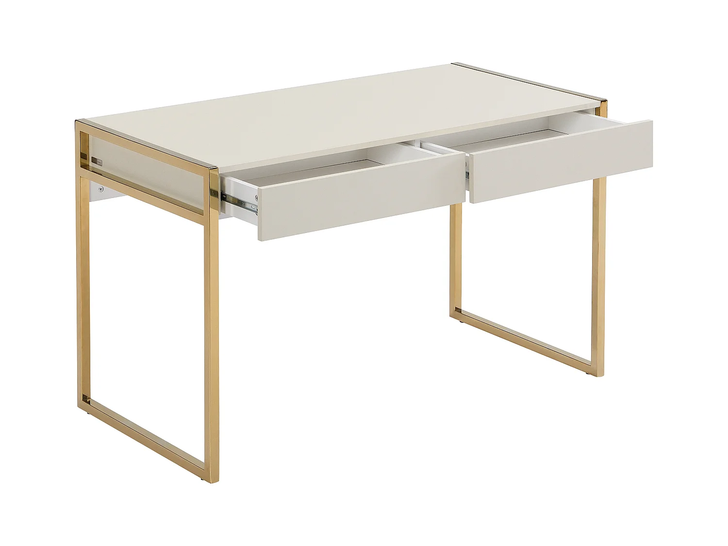 Skrivebord med 2 skuffer - MDF og metal - Beige og gyldent - MASON af Pascal Morabito