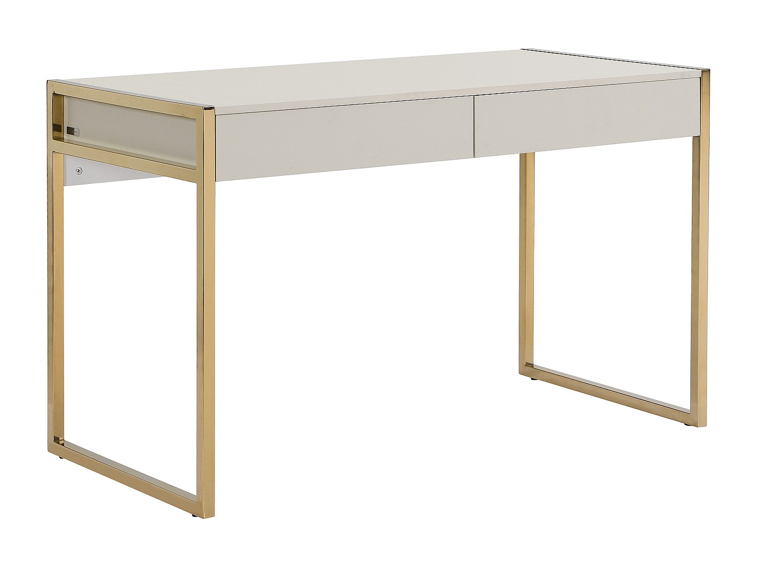 Schreibtisch mit 2 Schubladen - MDF & Metall - Beige & Goldfarben - MASON v günstig online kaufen