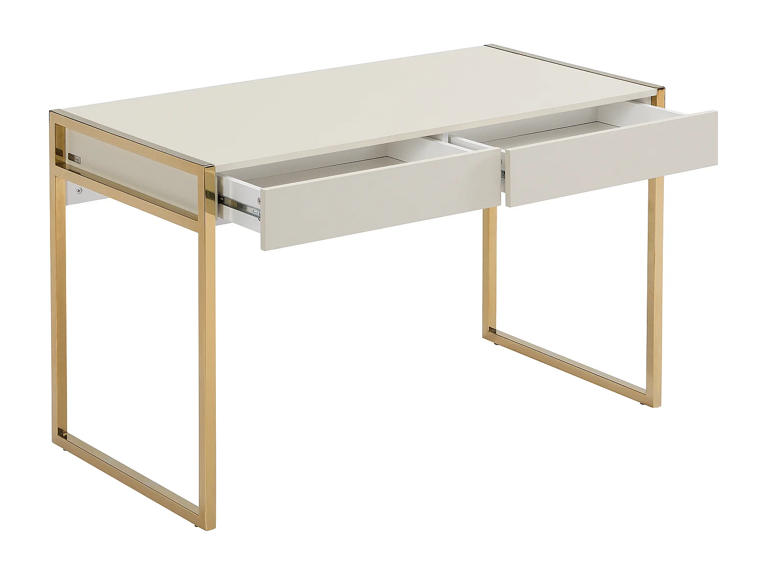 Bureau avec 2 tiroirs - MDF et métal - Beige et doré - MASON de Pascal Morabito