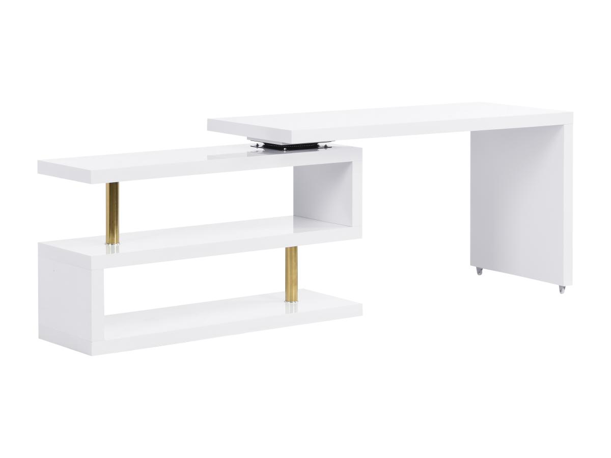 Schreibtisch ausziehbar mit 360° drehbarer Platte - MDF lackiert - Weiß & G günstig online kaufen