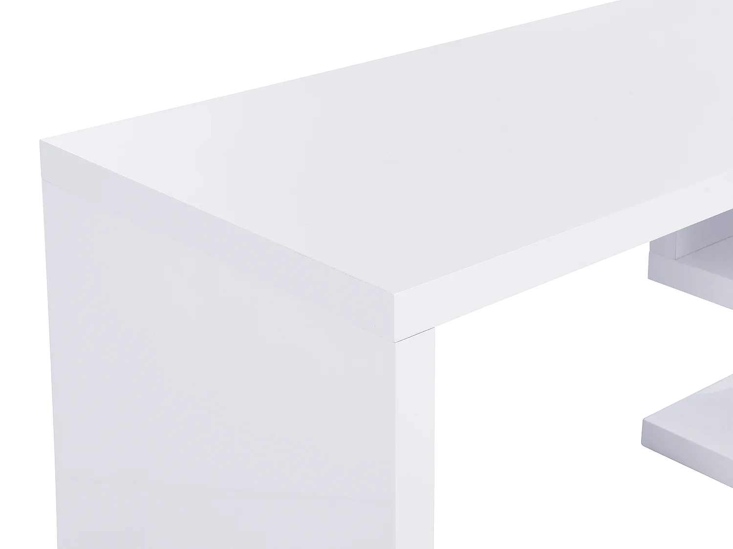 Utdragbart skrivbord med 360° svängbart bord - lackerad MDF - Vit och guld - NICEPHORE II