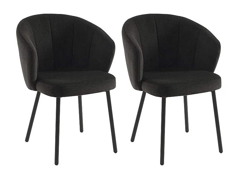 Lot de 2 chaises en tissu et métal - Noir - TANURY