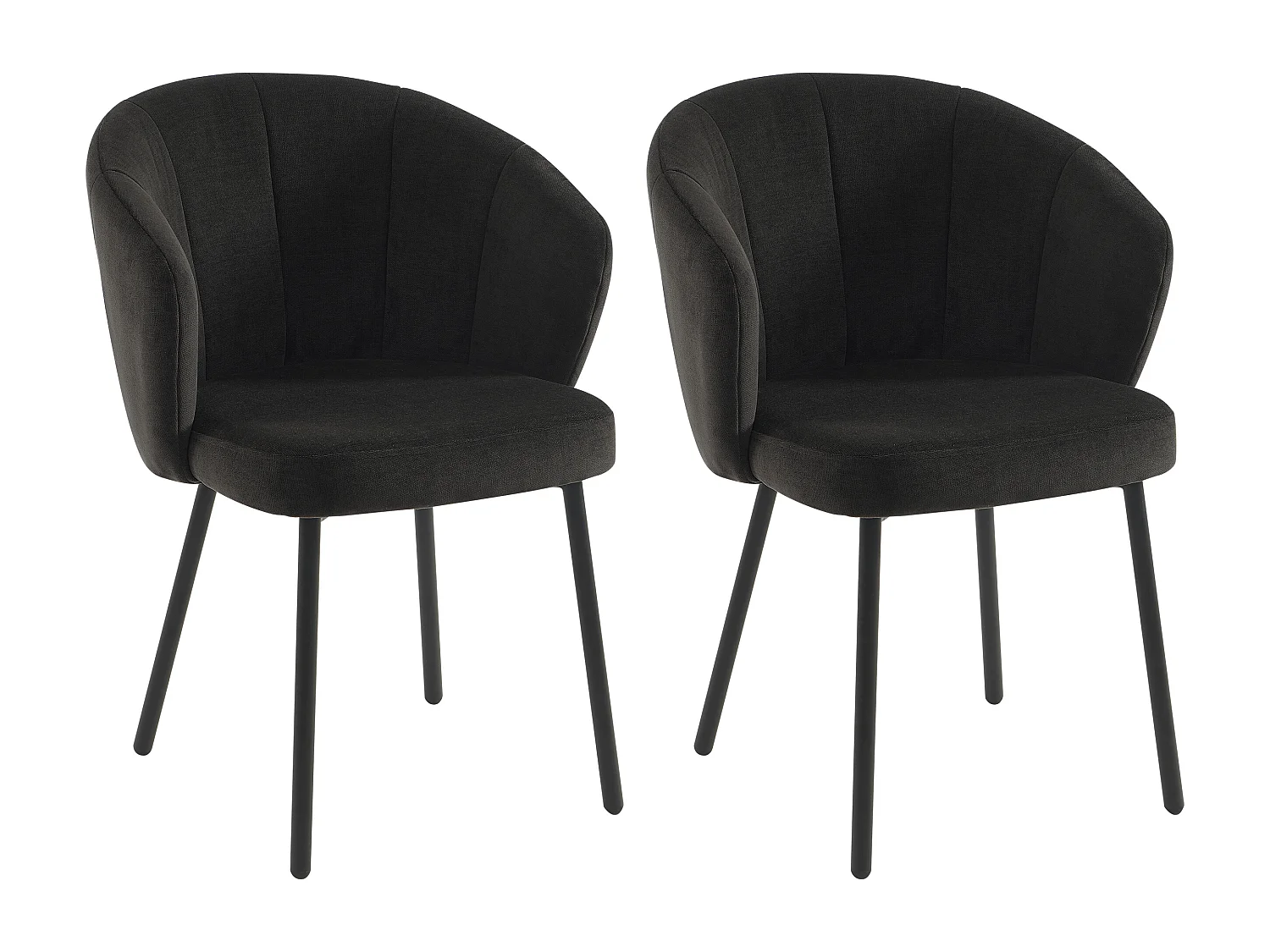 Lot de 2 chaises en tissu et métal - Noir - TANURY