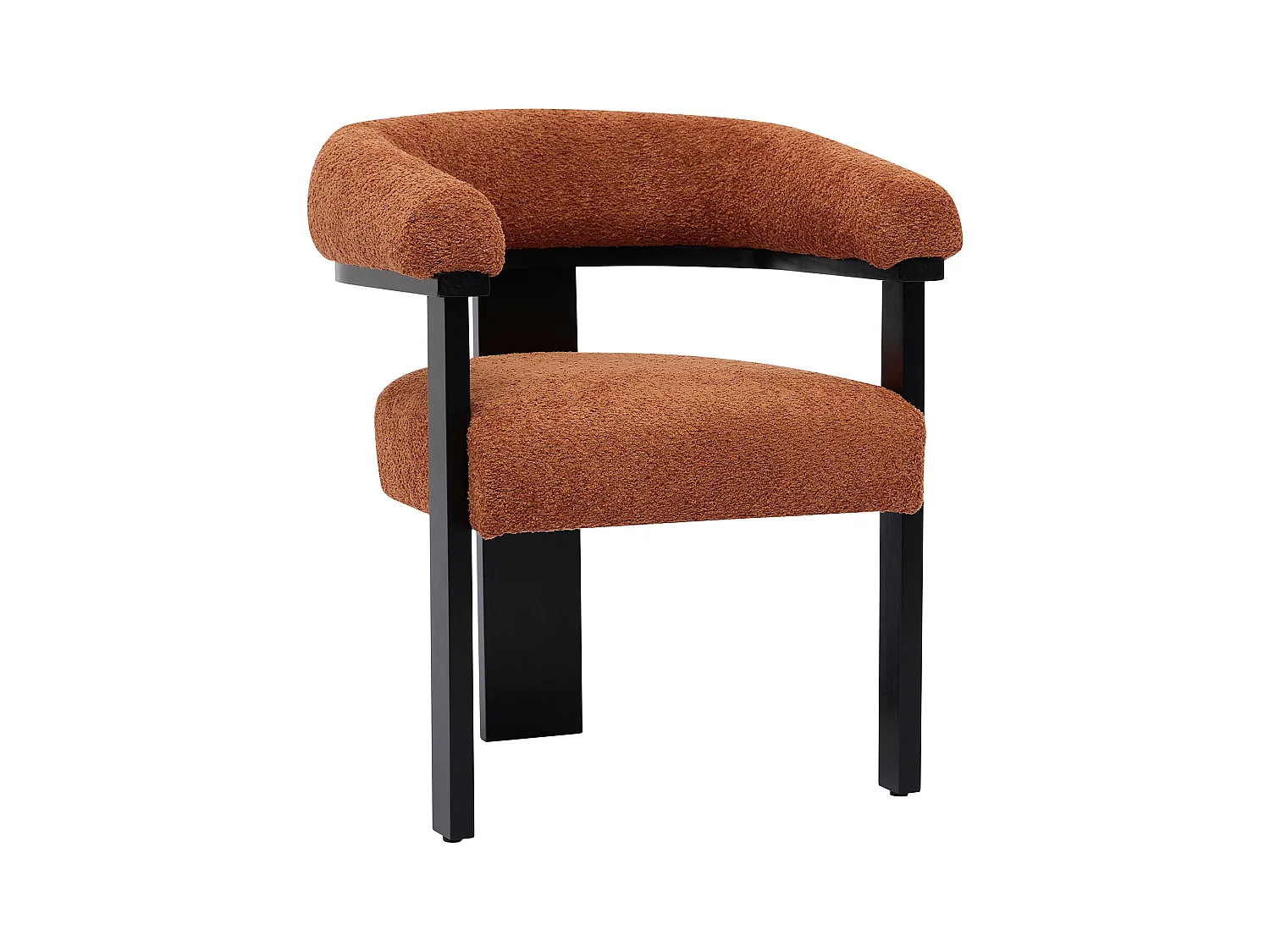 Stol med armlæn i bouclé-stof og sort gummitræ - Terracotta - LIVELIA af Pascal MORABITO