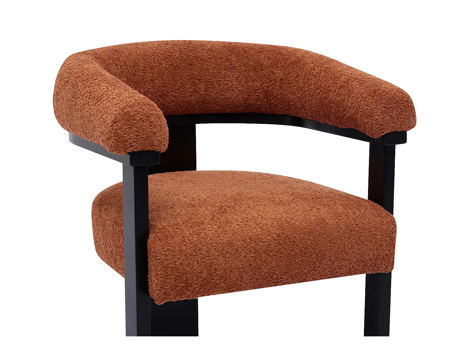 Stol med armlæn i bouclé-stof og sort gummitræ - Terracotta - LIVELIA af Pascal MORABITO