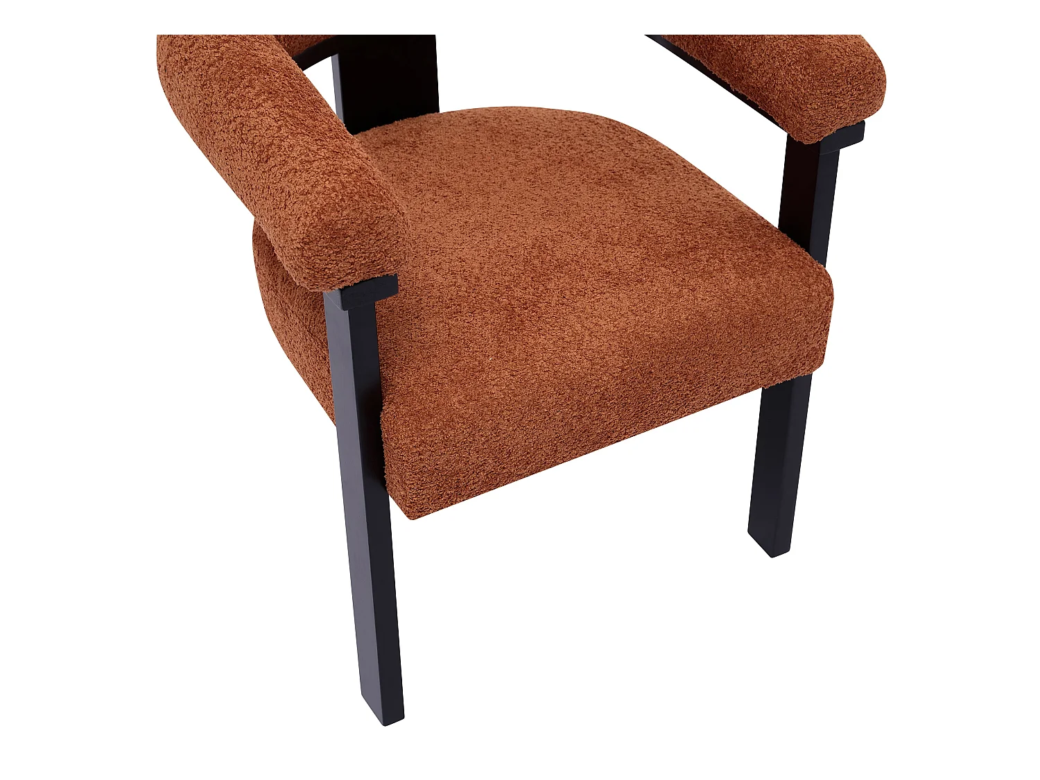 Stol med armlæn i bouclé-stof og sort gummitræ - Terracotta - LIVELIA af Pascal MORABITO