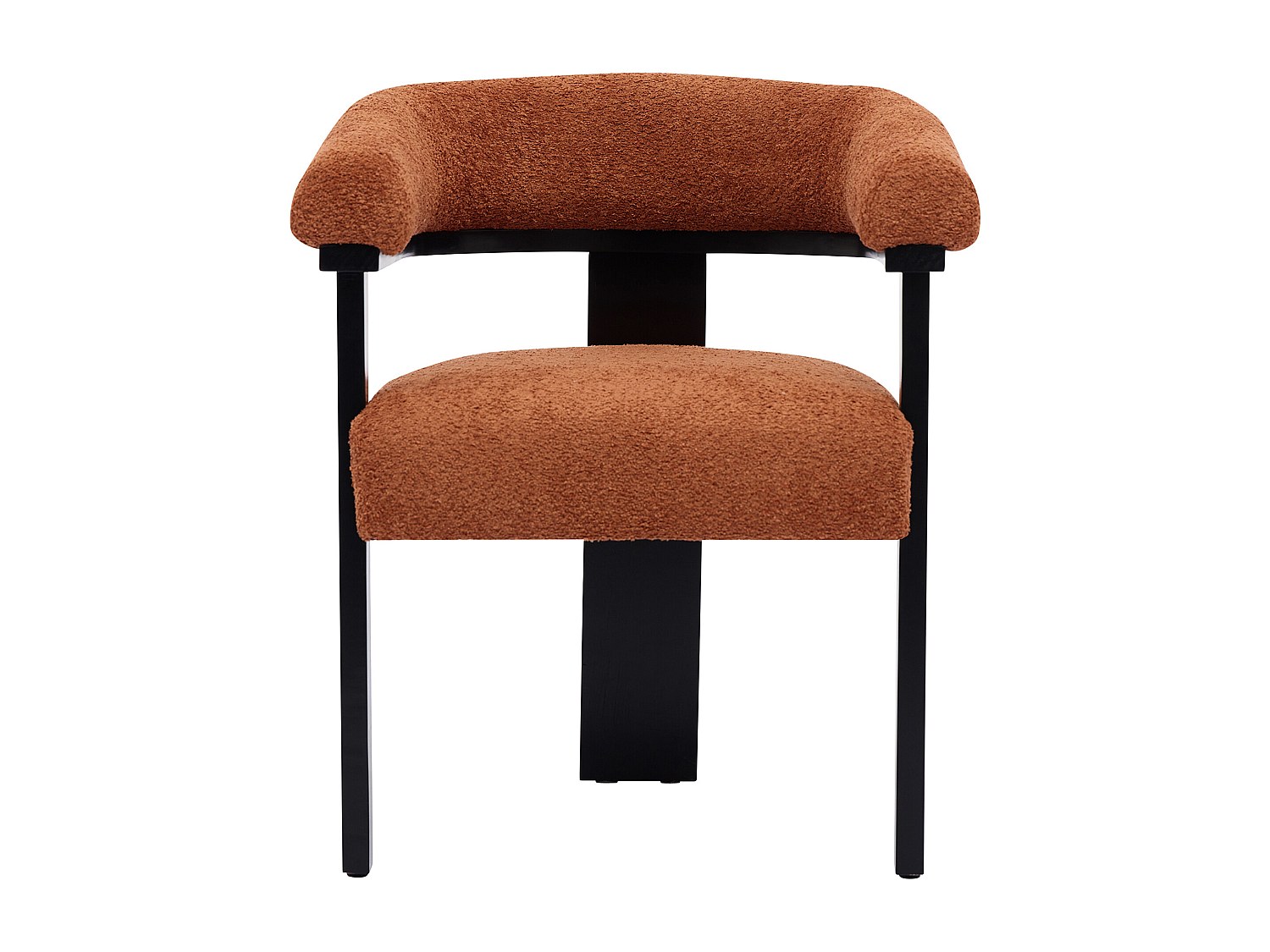 Stol med armstöd i bouclé-tyg och svart gummiträ - Terracotta - LIVELIA av Pascal MORABITO