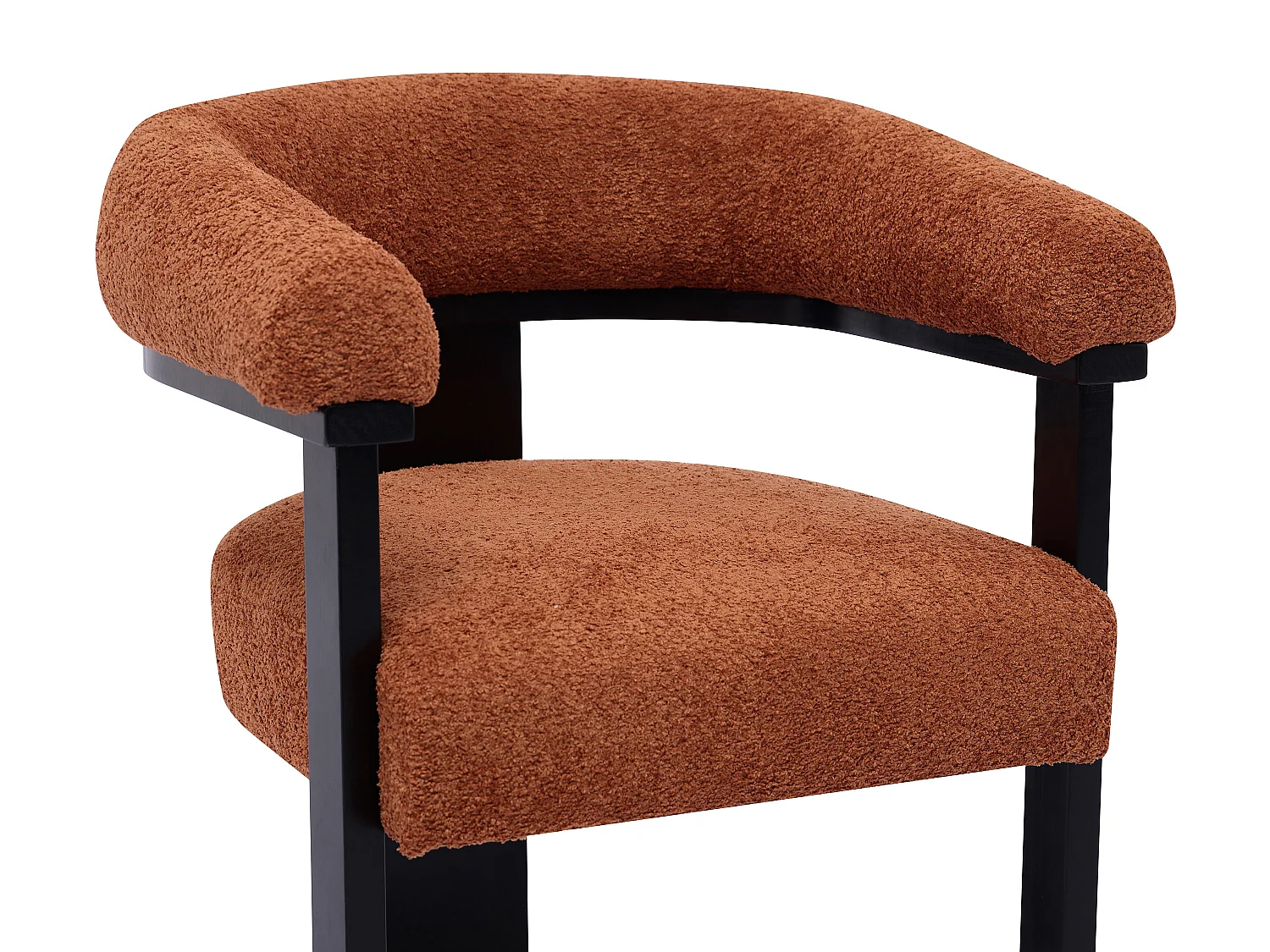 Stol med armstöd i bouclé-tyg och svart gummiträ - Terracotta - LIVELIA av Pascal MORABITO