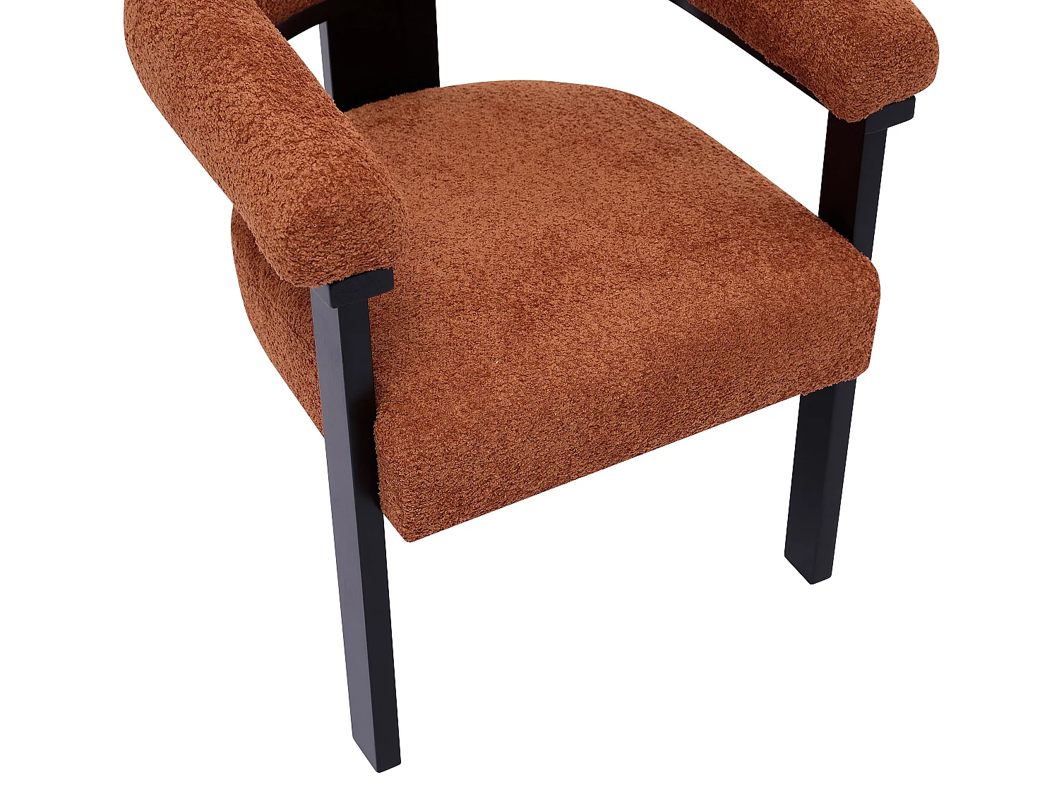 Stol med armstöd i bouclé-tyg och svart gummiträ - Terracotta - LIVELIA av Pascal MORABITO