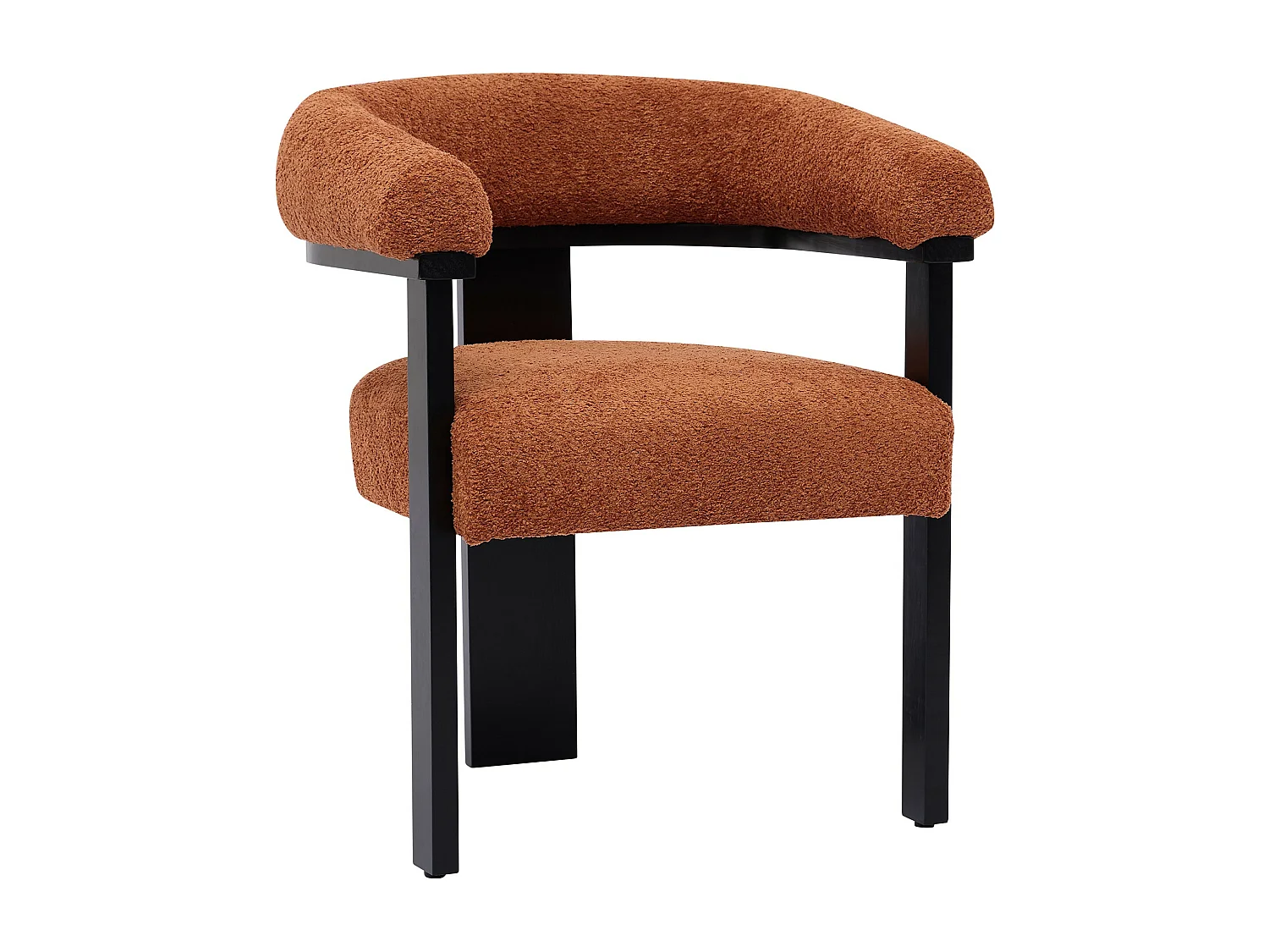 Stol med armstöd i bouclé-tyg och svart gummiträ - Terracotta - LIVELIA av Pascal MORABITO