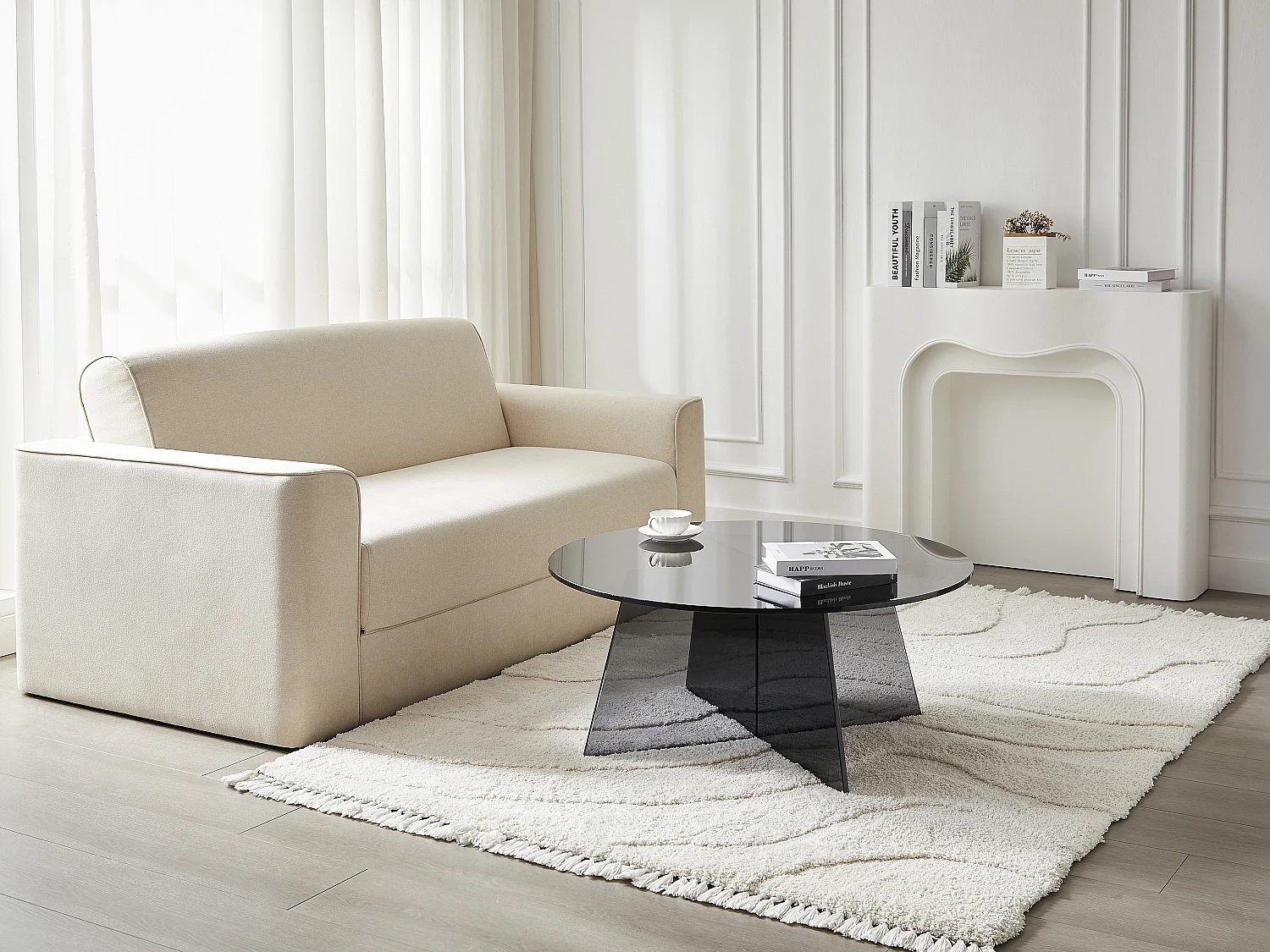 Table basse en verre trempé - Anthracite - SELVORA