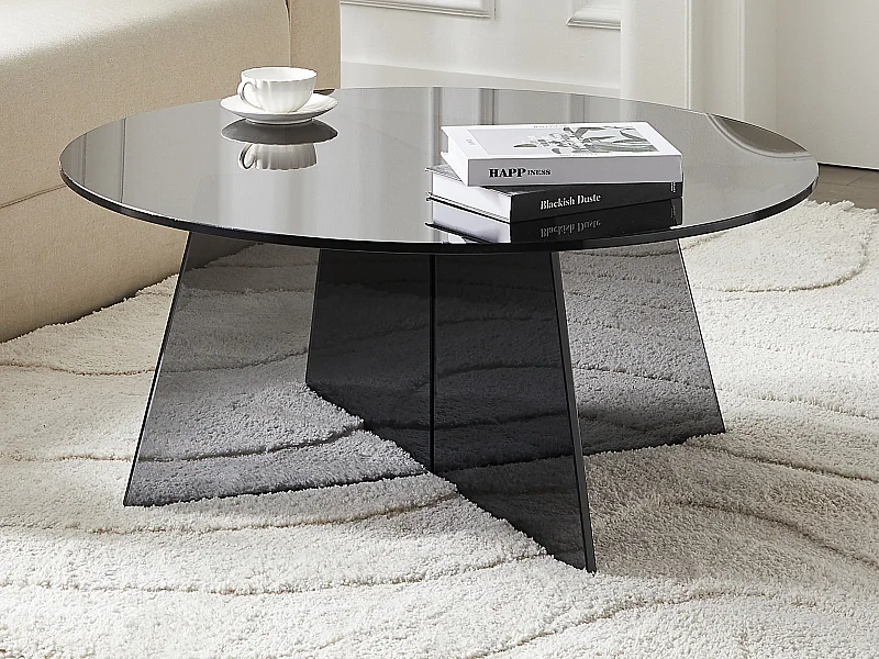 Table basse en verre trempé - Anthracite - SELVORA